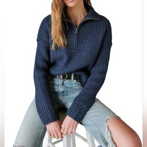 GAP Cozy Half Zip Knit Black Yarn Sweater Oversized Chunky Small